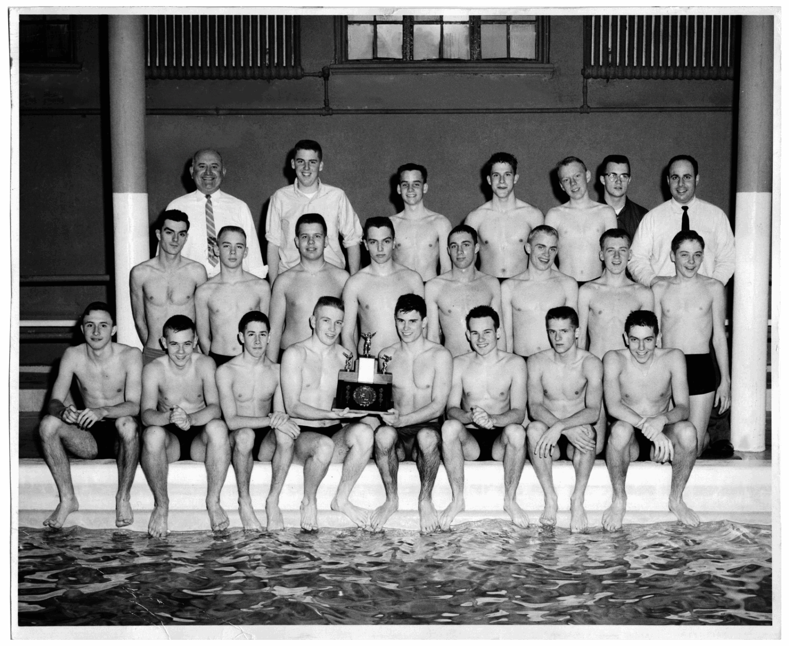 Vintage photo of a boys swim team